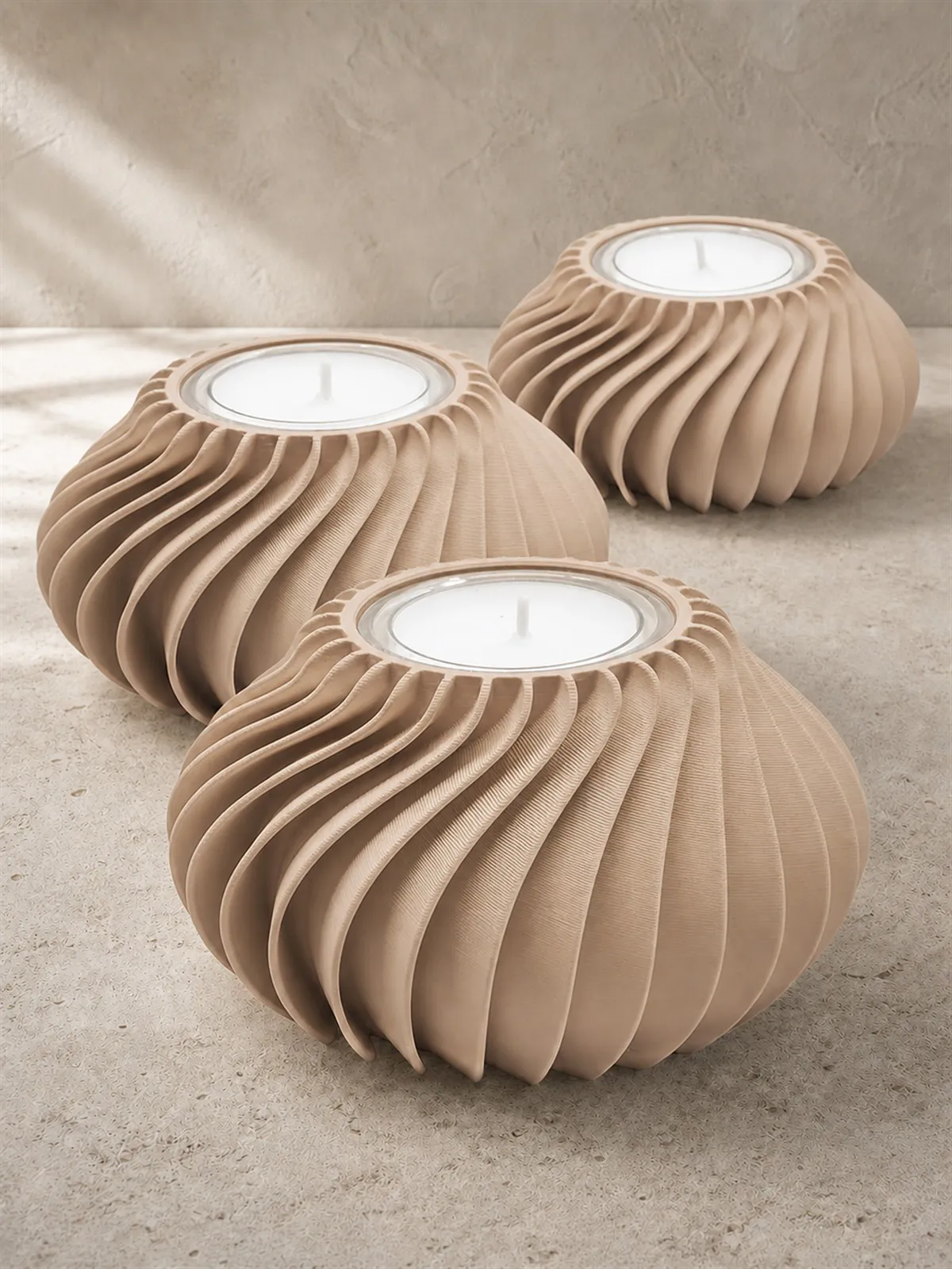 3er-Set Teelichthalter cappuccino