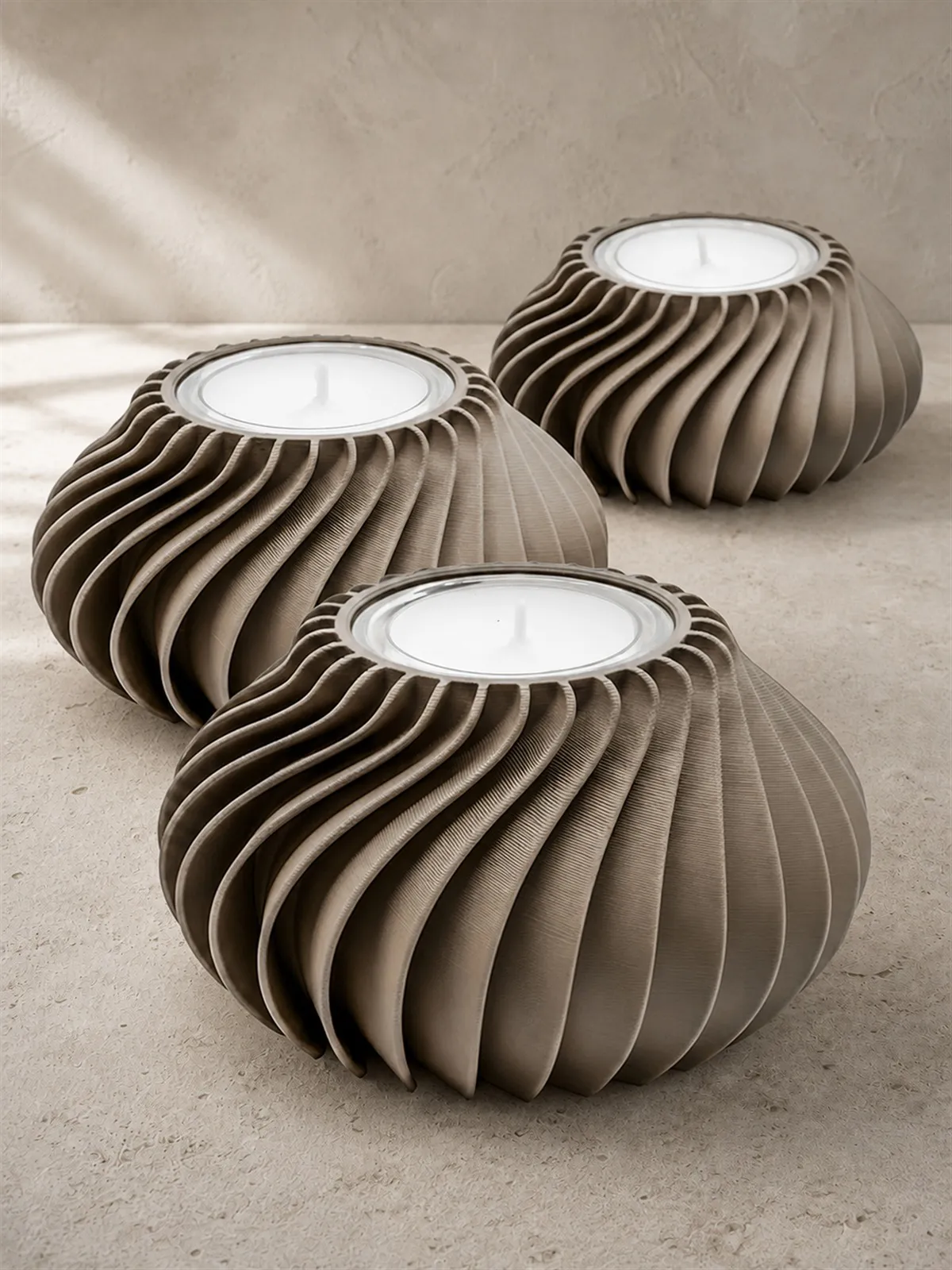 3er-Set Teelichthalter champagne