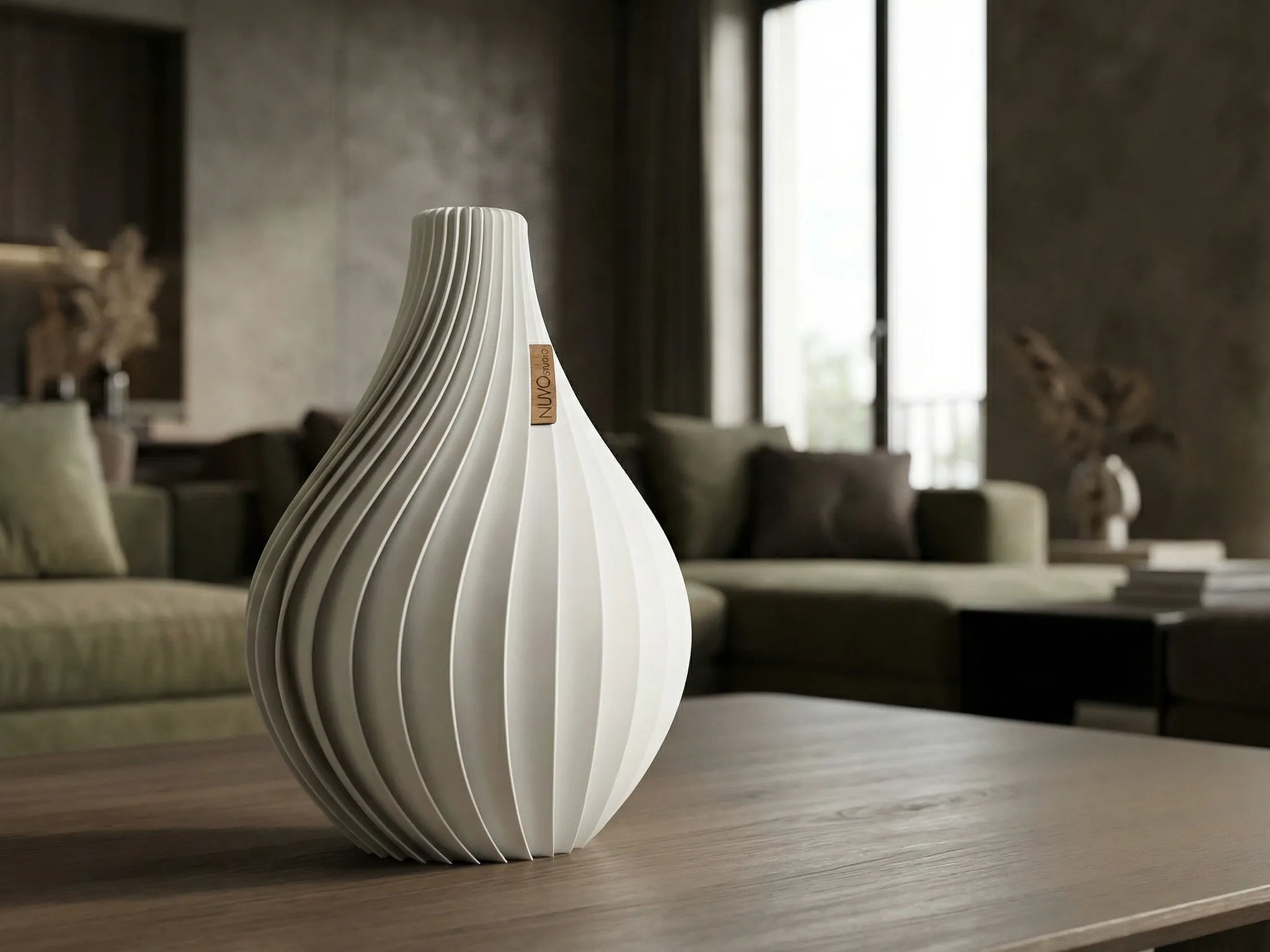 Vase Ventura in Soft White im Wohnraum